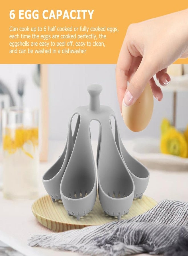 Restynic Silicone Egg Boiler Rack for 6 Eggs, Anti-Scald Handle & Drainage Holes, Fits Families, Dorms & Small Kitchens, Easy Storage & Quick Clean-Up - Image 3